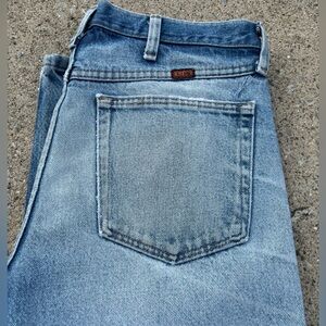 Vintage Men’s 1980’s Rustler Unique Fade Blue Jeans